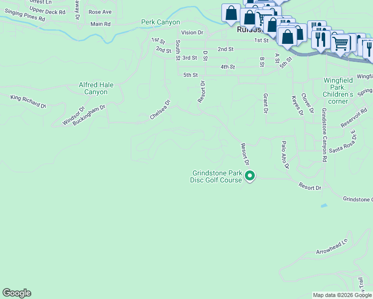 map of restaurants, bars, coffee shops, grocery stores, and more near 514 mountain high circle in Ruidoso