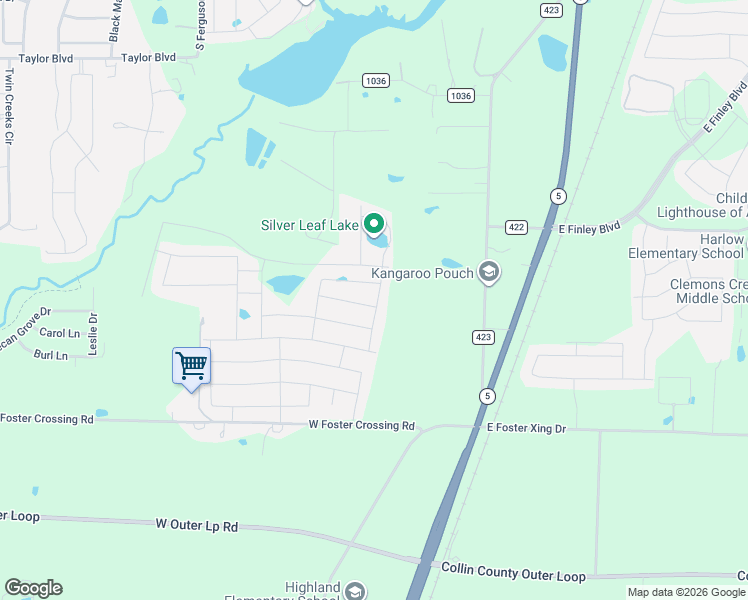 map of restaurants, bars, coffee shops, grocery stores, and more near 704 Peach Tree Lane in Anna