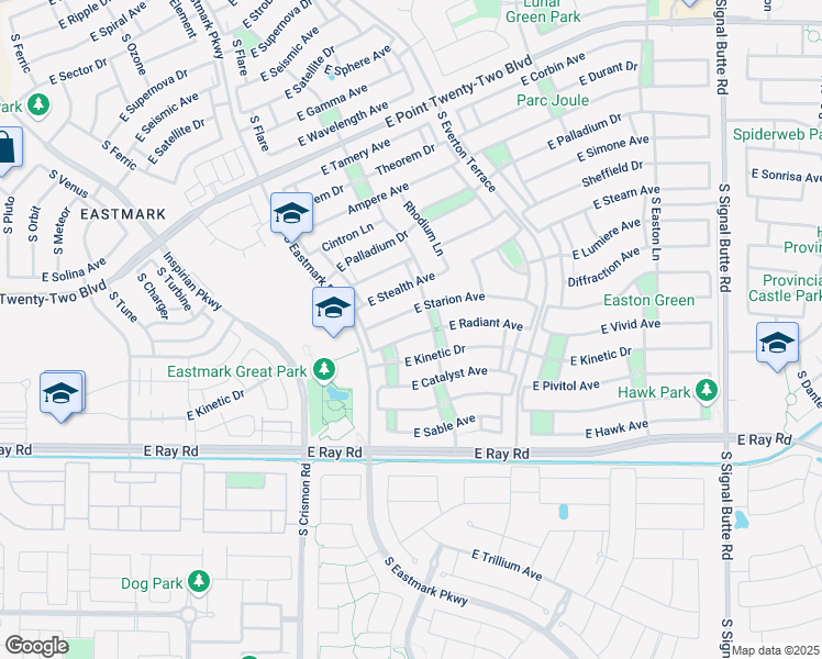 map of restaurants, bars, coffee shops, grocery stores, and more near 10211 East Starion Avenue in Mesa
