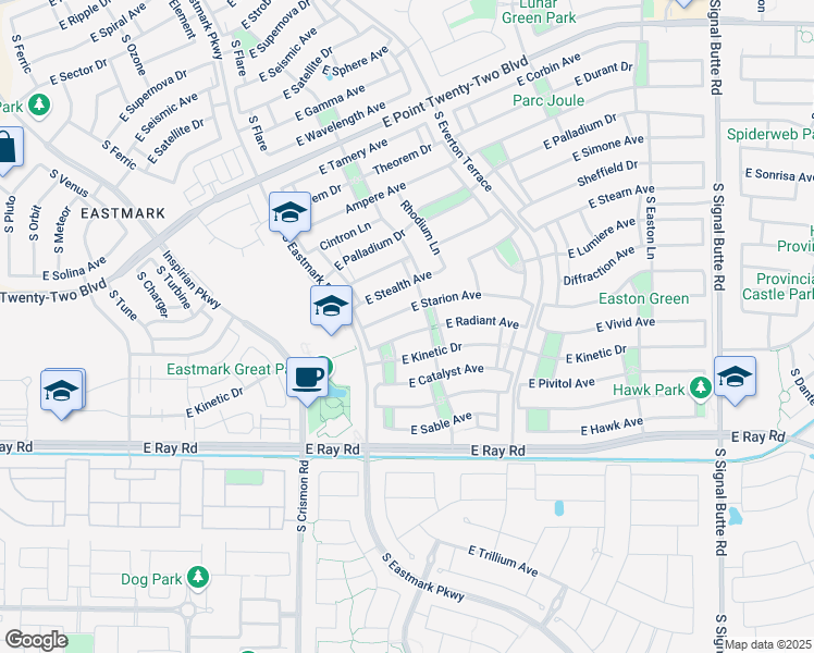 map of restaurants, bars, coffee shops, grocery stores, and more near 10211 East Starion Avenue in Mesa