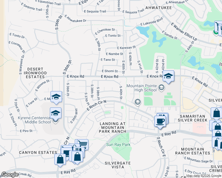 map of restaurants, bars, coffee shops, grocery stores, and more near 3914 East Lavender Lane in Phoenix