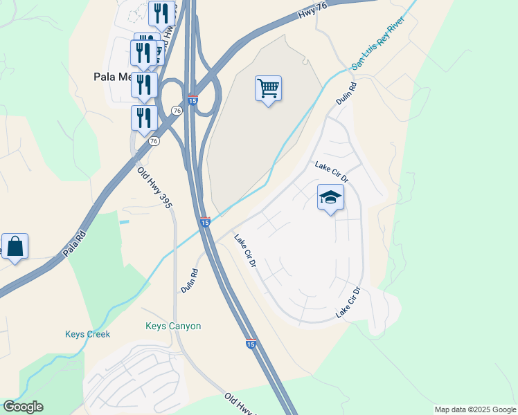 map of restaurants, bars, coffee shops, grocery stores, and more near 4854 Dulin Road in Fallbrook