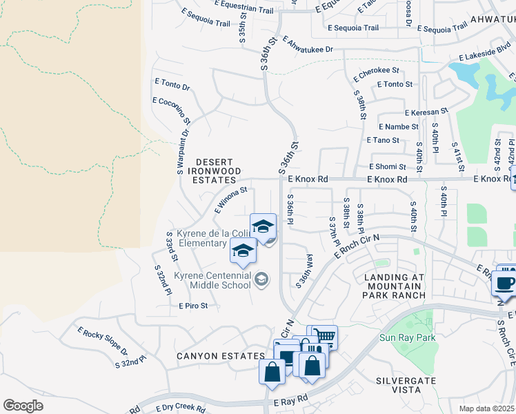 map of restaurants, bars, coffee shops, grocery stores, and more near 13206 South 34th Way in Phoenix