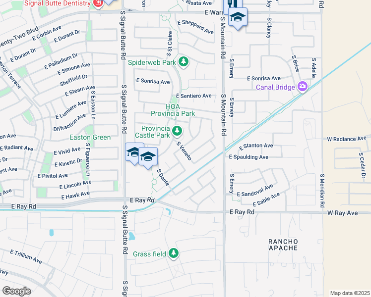map of restaurants, bars, coffee shops, grocery stores, and more near 11047 East Sorpresa Avenue in Mesa