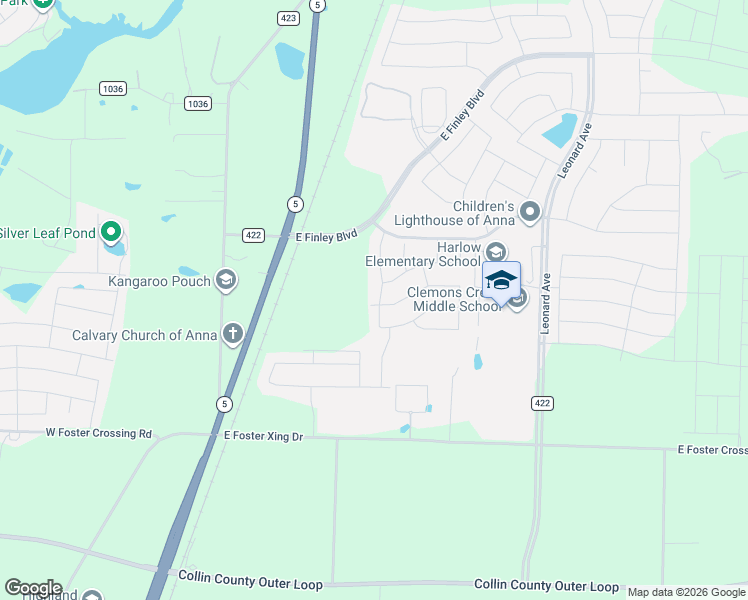 map of restaurants, bars, coffee shops, grocery stores, and more near 2520 Thayne Drive in Anna