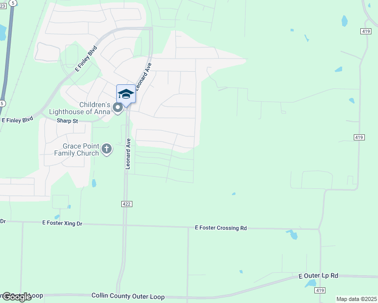 map of restaurants, bars, coffee shops, grocery stores, and more near 2605 Caroline Street in Anna