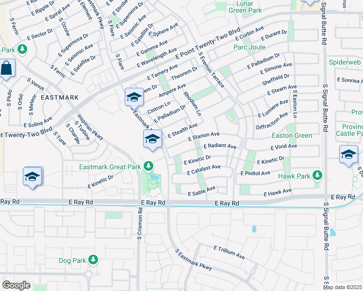 map of restaurants, bars, coffee shops, grocery stores, and more near 10211 East Starion Avenue in Mesa
