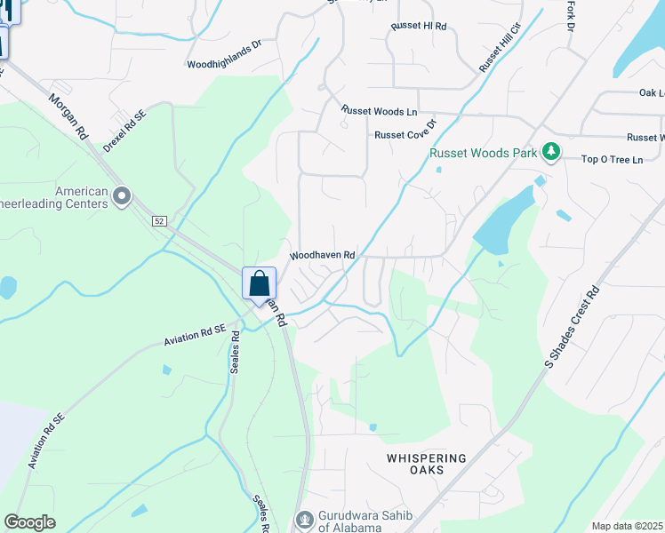 map of restaurants, bars, coffee shops, grocery stores, and more near 2105 Russet Meadows Lane in Hoover