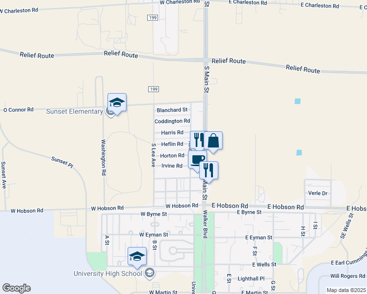map of restaurants, bars, coffee shops, grocery stores, and more near 5778-5822 Kincaid Rd in Roswell