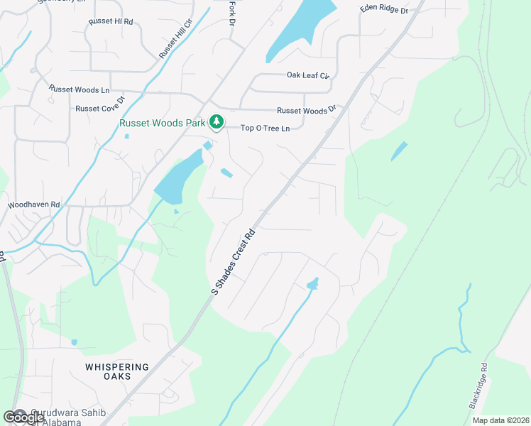 map of restaurants, bars, coffee shops, grocery stores, and more near 3989 South Shades Crest Road in Hoover