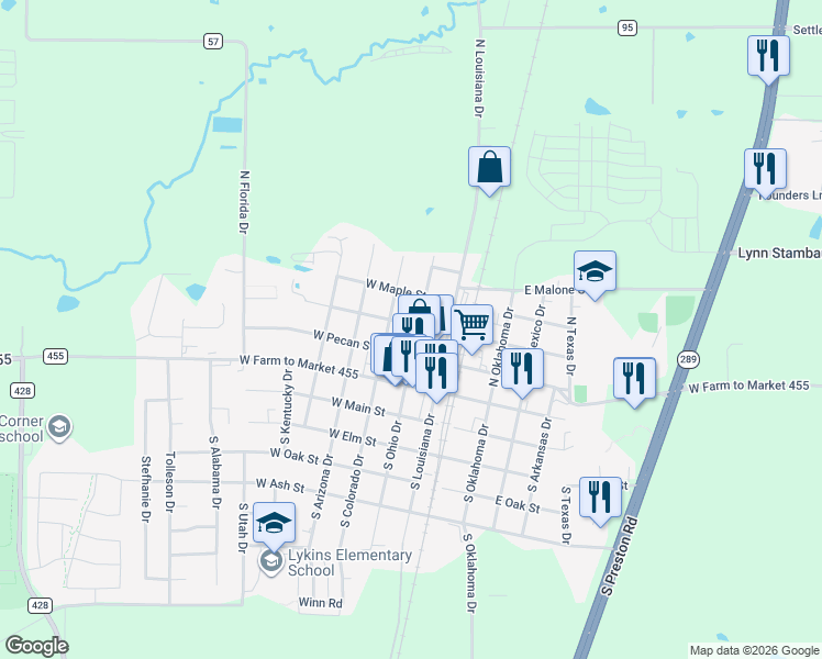 map of restaurants, bars, coffee shops, grocery stores, and more near in Celina