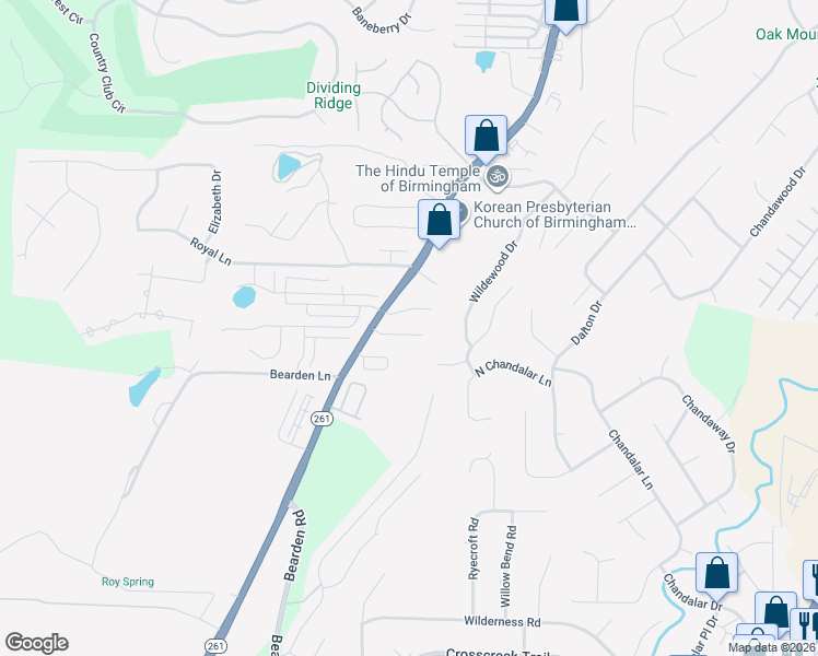 map of restaurants, bars, coffee shops, grocery stores, and more near 125 Shine Drive in Pelham