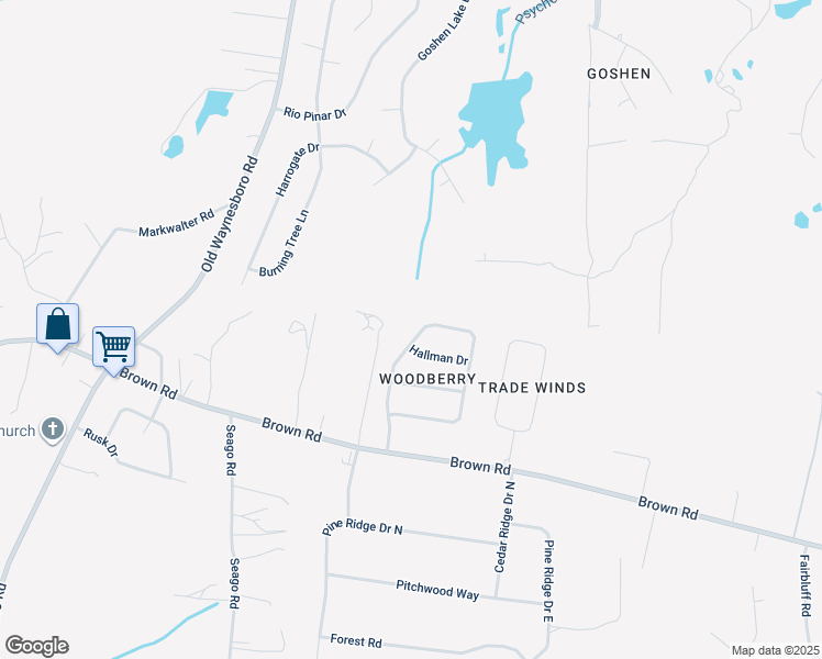 map of restaurants, bars, coffee shops, grocery stores, and more near 1029 Woodberry Drive in Hephzibah