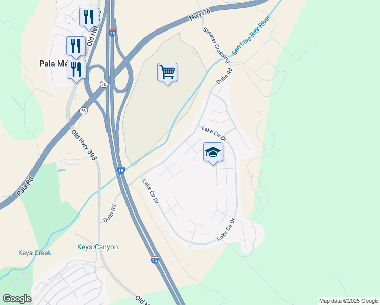 map of restaurants, bars, coffee shops, grocery stores, and more near 4921 Lake Park Court in Fallbrook