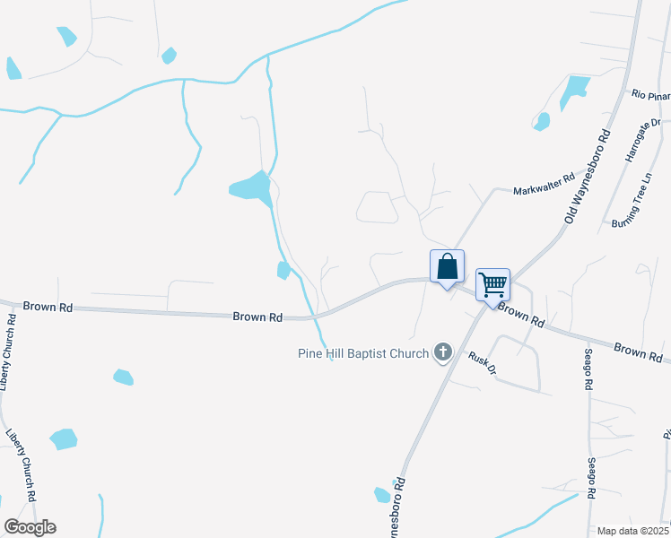 map of restaurants, bars, coffee shops, grocery stores, and more near 1763 Brown Road in Hephzibah