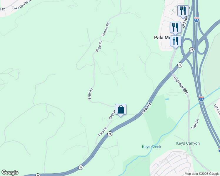 map of restaurants, bars, coffee shops, grocery stores, and more near 4417 Brodea Lane in Fallbrook