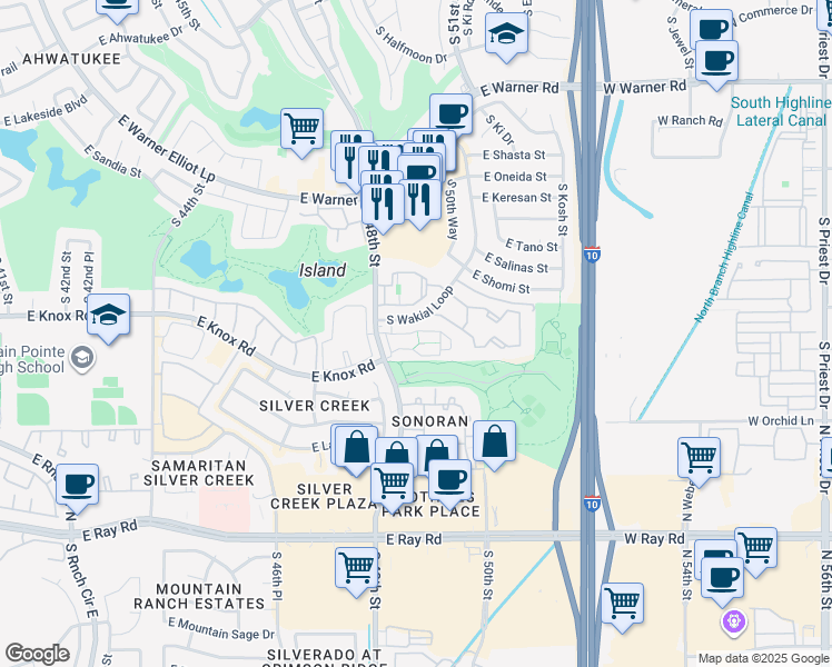 map of restaurants, bars, coffee shops, grocery stores, and more near 13203 South 48th Street in Phoenix