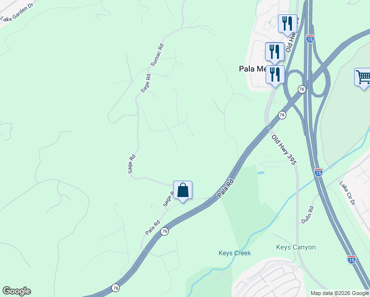 map of restaurants, bars, coffee shops, grocery stores, and more near 4417 Brodea Lane in Fallbrook