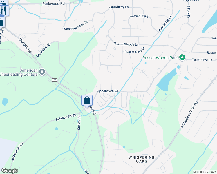 map of restaurants, bars, coffee shops, grocery stores, and more near 6217 Woodhaven Trce in Birmingham