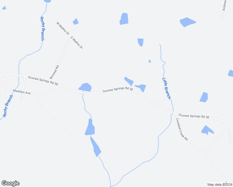 map of restaurants, bars, coffee shops, grocery stores, and more near 570 Oconee Springs Road Southeast in Eatonton