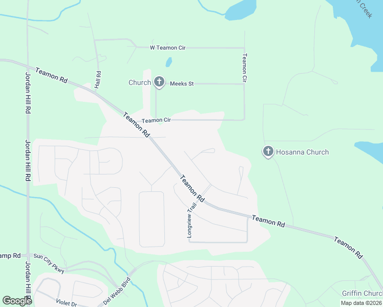 map of restaurants, bars, coffee shops, grocery stores, and more near 1005 Yorkshire Drive in Griffin