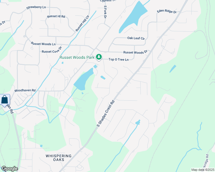 map of restaurants, bars, coffee shops, grocery stores, and more near 545 Russet Bend Drive in Hoover