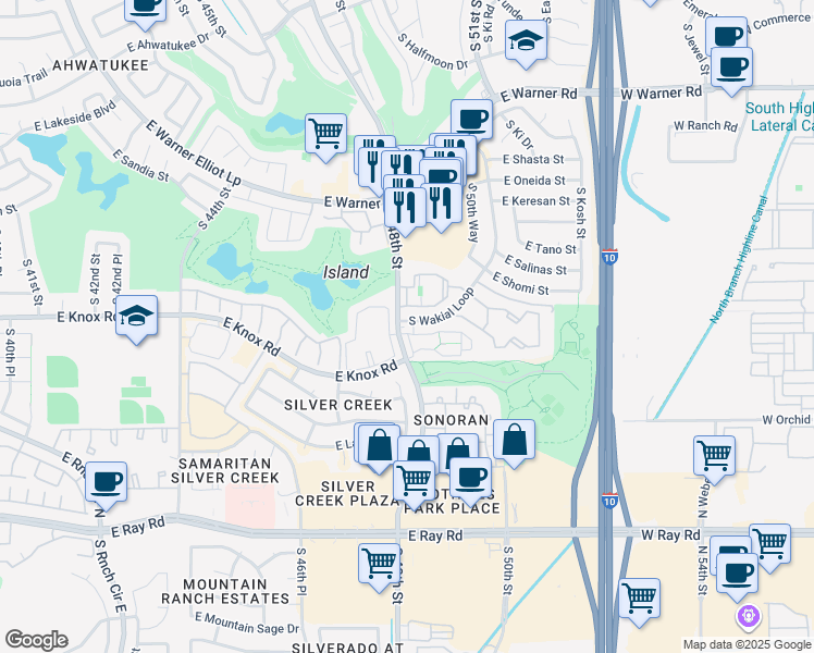 map of restaurants, bars, coffee shops, grocery stores, and more near 13203 South 48th Street in Phoenix