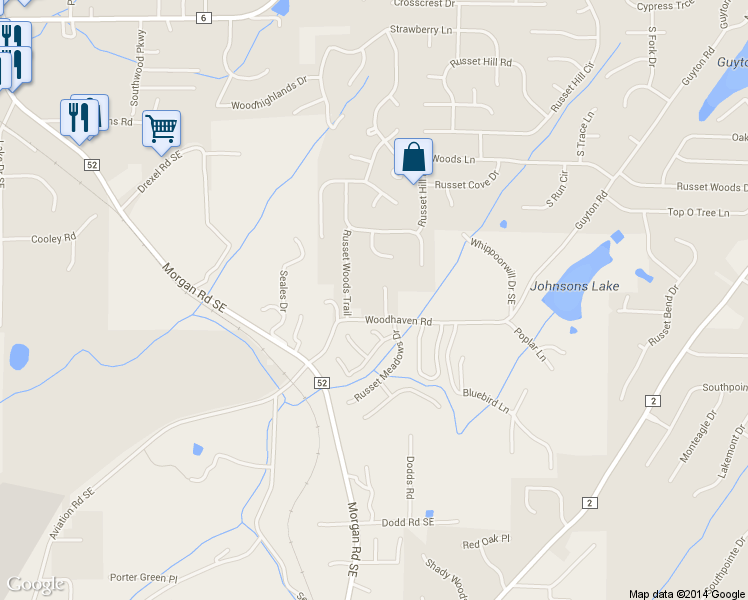 map of restaurants, bars, coffee shops, grocery stores, and more near 6217 Woodhaven Trce in Birmingham