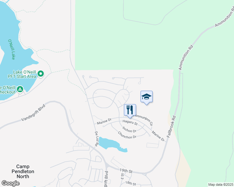 map of restaurants, bars, coffee shops, grocery stores, and more near 292-350 Chosin Circle in Oceanside