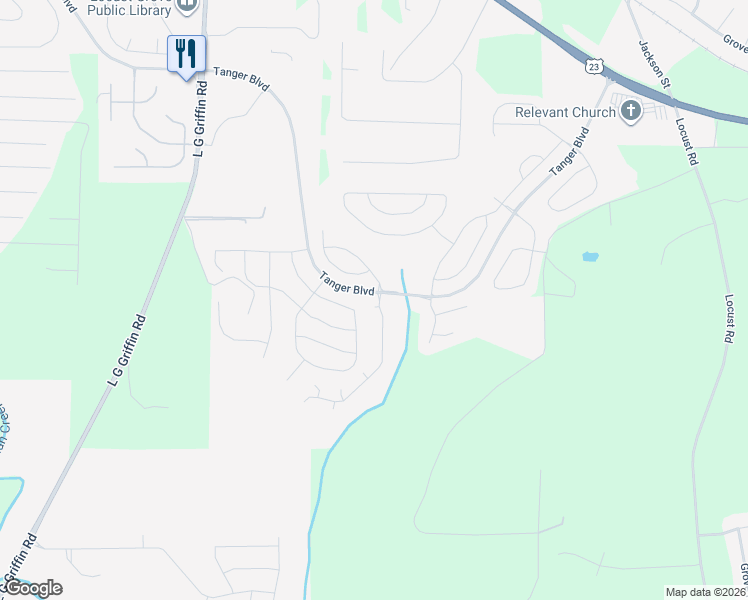 map of restaurants, bars, coffee shops, grocery stores, and more near 800 Rosemary Lane in Locust Grove