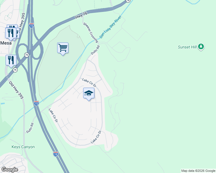 map of restaurants, bars, coffee shops, grocery stores, and more near 3450 Avocado Vista Lane in Fallbrook