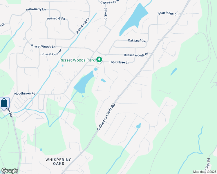 map of restaurants, bars, coffee shops, grocery stores, and more near 545 Russet Bend Drive in Hoover