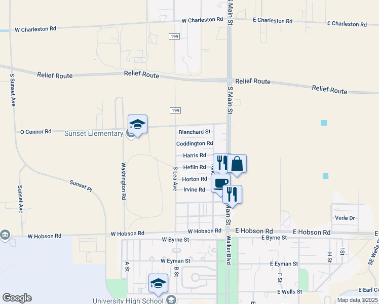 map of restaurants, bars, coffee shops, grocery stores, and more near 101-499 Harris Road in Roswell