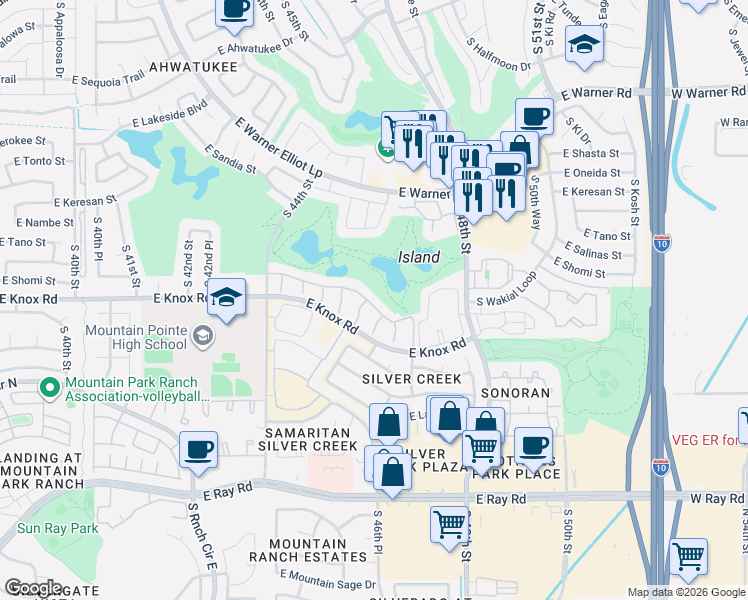 map of restaurants, bars, coffee shops, grocery stores, and more near 4614 East Shomi Street in Phoenix