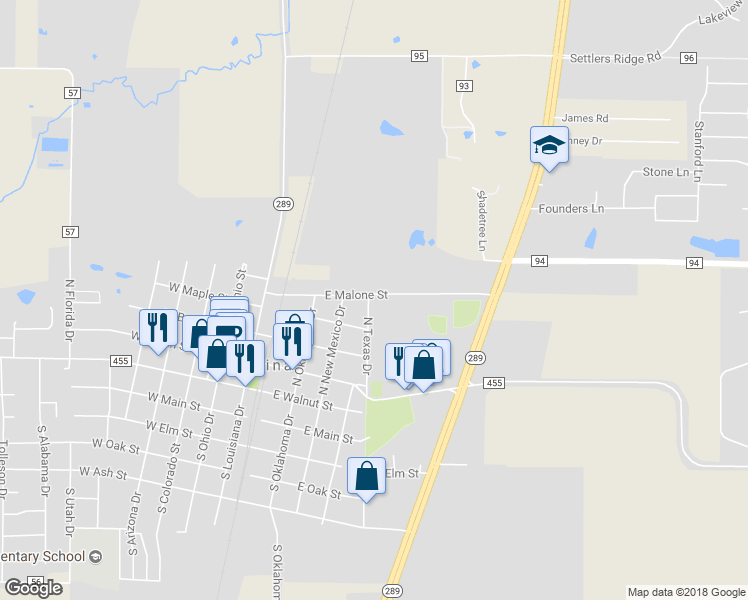 map of restaurants, bars, coffee shops, grocery stores, and more near 413 North Texas Drive in Celina