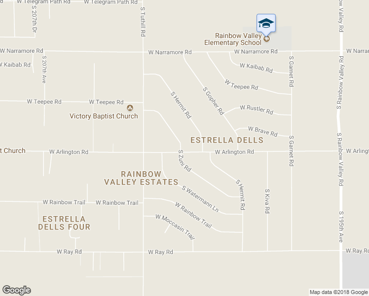 map of restaurants, bars, coffee shops, grocery stores, and more near 20130 West Arlington Road in Buckeye