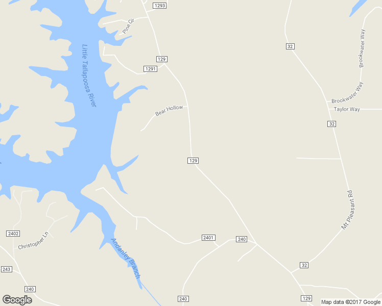 map of restaurants, bars, coffee shops, grocery stores, and more near County Road 129 in Wedowee