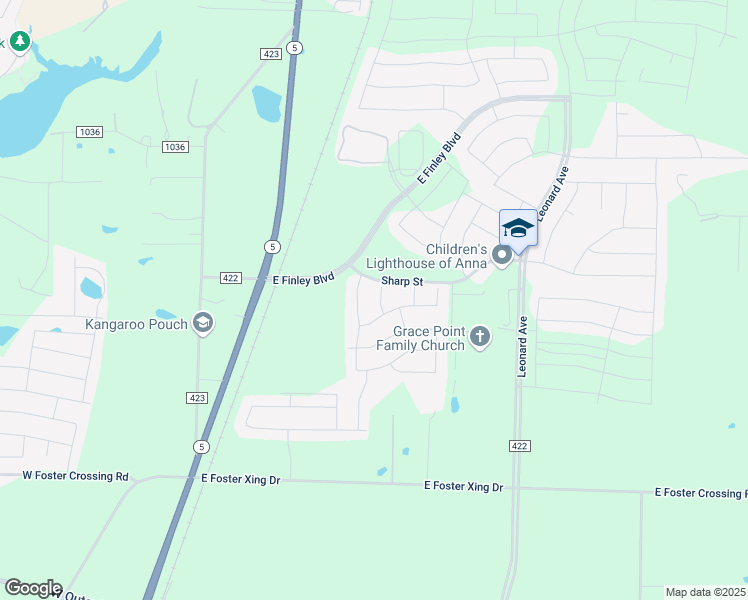 map of restaurants, bars, coffee shops, grocery stores, and more near 2418 Askew Drive in Anna