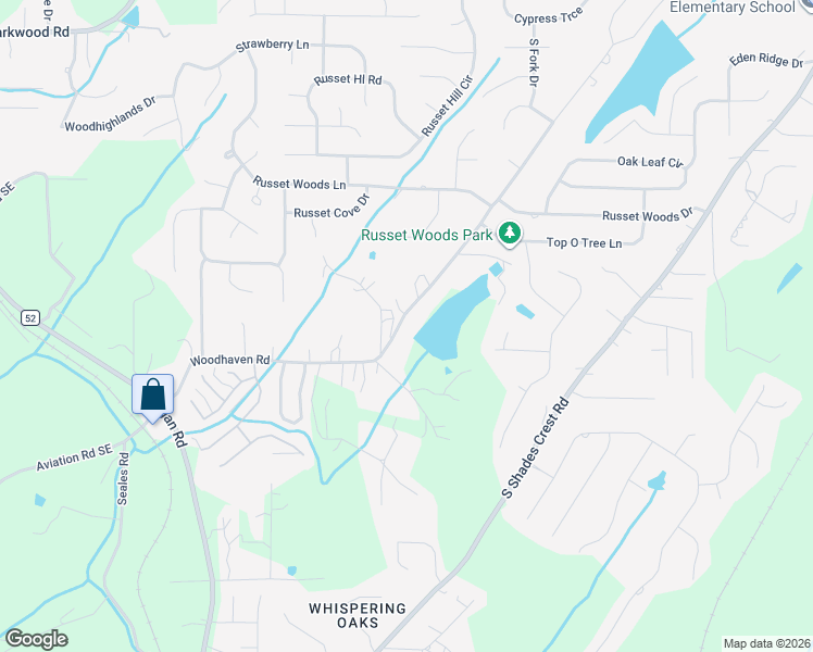 map of restaurants, bars, coffee shops, grocery stores, and more near 3876 Guyton Road in Hoover