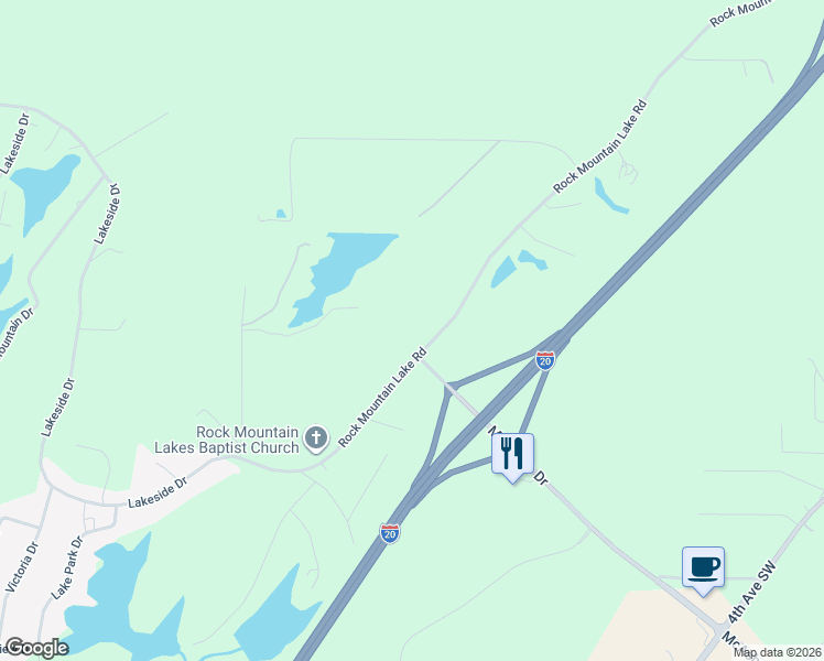 map of restaurants, bars, coffee shops, grocery stores, and more near 6325 Rock Mountain Lake Road in McCalla