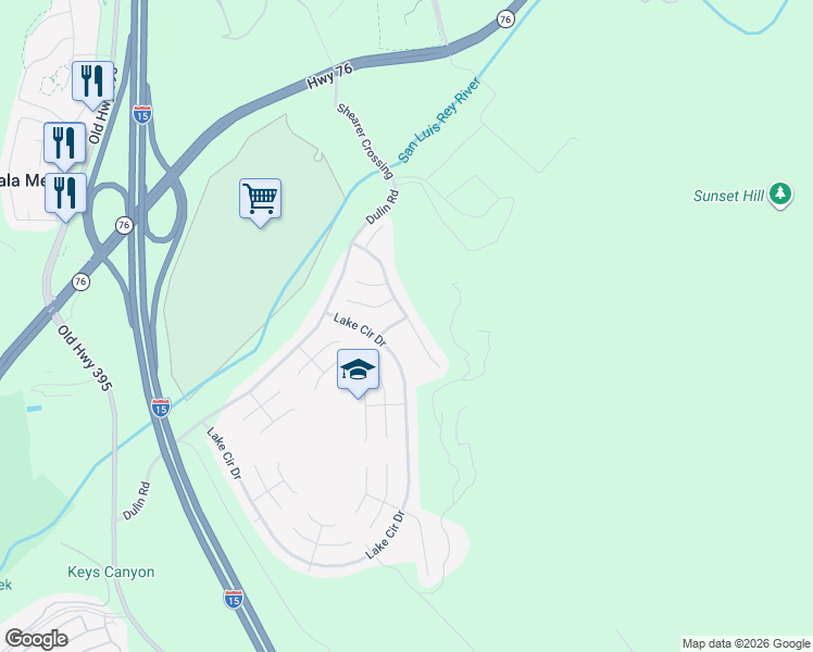 map of restaurants, bars, coffee shops, grocery stores, and more near 3421 Avocado Vista Lane in Fallbrook