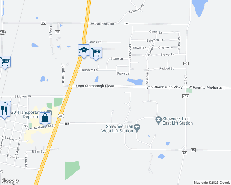 map of restaurants, bars, coffee shops, grocery stores, and more near 948 County Road 94 in Celina