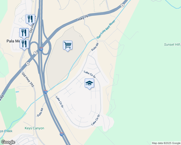 map of restaurants, bars, coffee shops, grocery stores, and more near 3358 Lake Circle Drive in Fallbrook