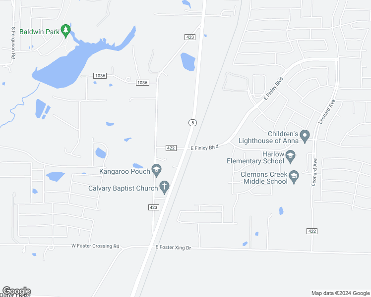 map of restaurants, bars, coffee shops, grocery stores, and more near 2065 County Road 422 in Anna