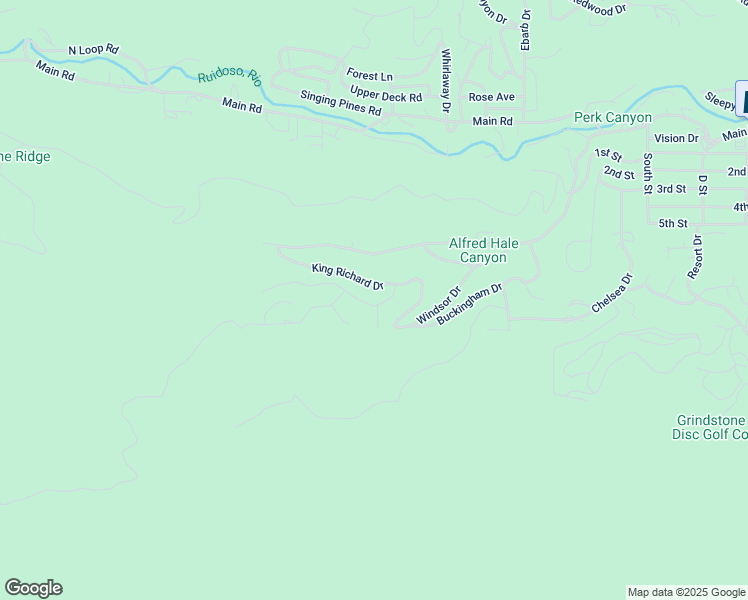 map of restaurants, bars, coffee shops, grocery stores, and more near King Richard Dr in Ruidoso