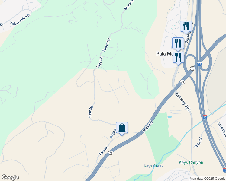 map of restaurants, bars, coffee shops, grocery stores, and more near Brodea Lane in San Diego County