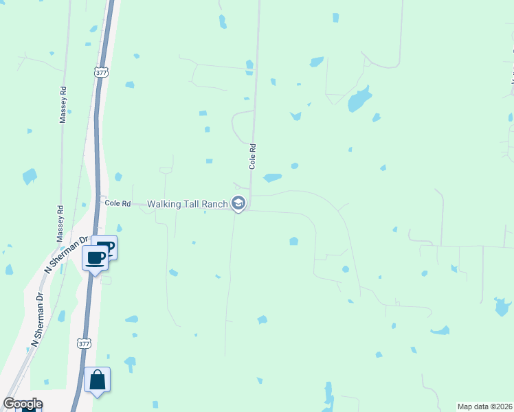 map of restaurants, bars, coffee shops, grocery stores, and more near 10000 Horse Shoe Nail Drive in Pilot Point