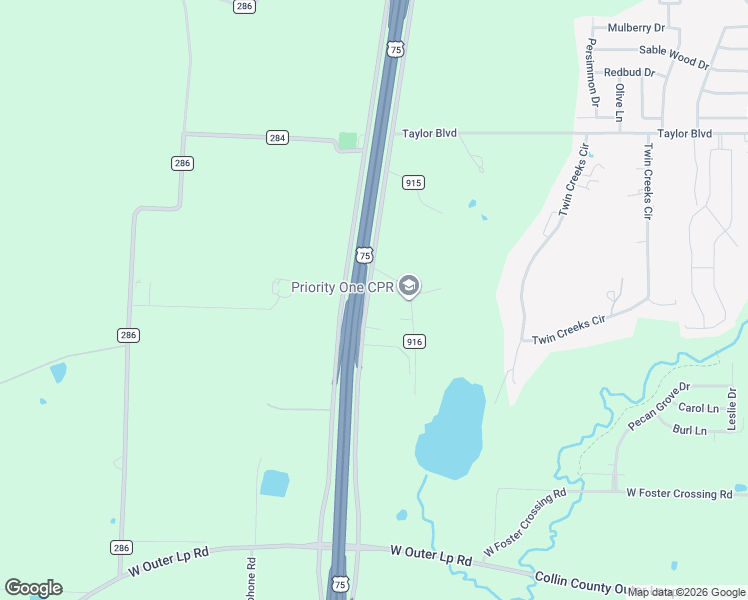 map of restaurants, bars, coffee shops, grocery stores, and more near 2405 South Central Expressway in Anna