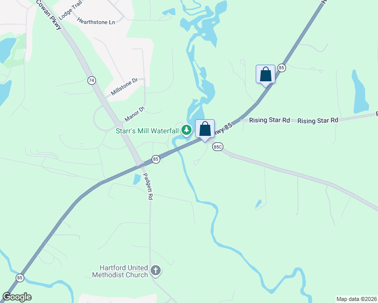 map of restaurants, bars, coffee shops, grocery stores, and more near 2514 Highway 85 in Fayetteville