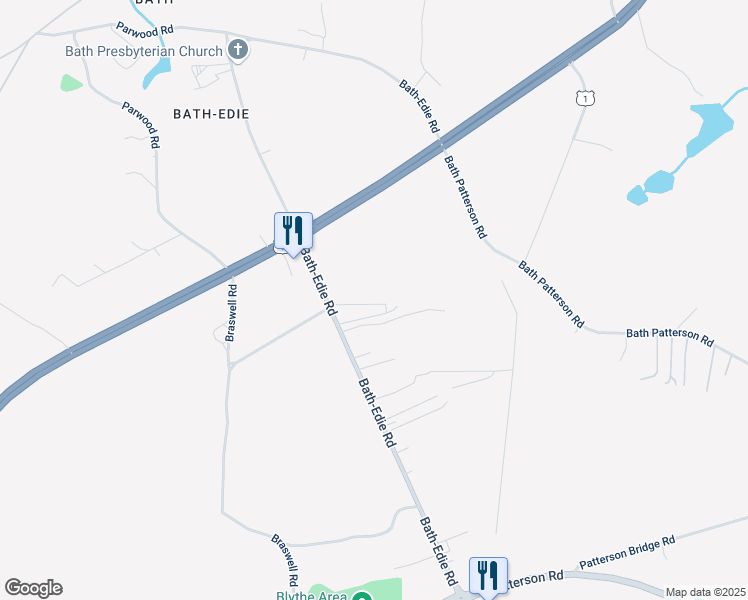 map of restaurants, bars, coffee shops, grocery stores, and more near 4028 Bath-Edie Road in Blythe